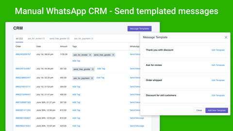 Manual WhatsApp CRM - Templated messages via WhatsApp